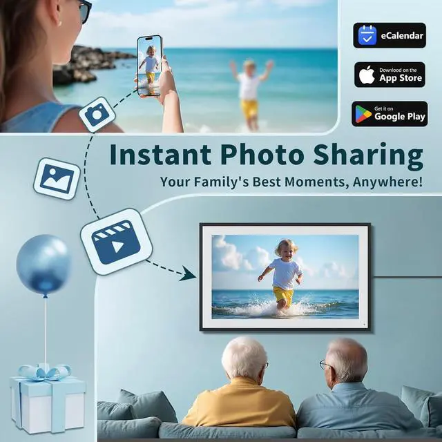 Alt view image 7 of 7 - Digital Calendar, 21.5 Inch Smart WiFi Digital Calendar&Chore Chart, 1920 * 1080 IPS Touch Screen HD Display for Family Schedules, Wall-Mounted, Share Moments Instantly from Anywhere