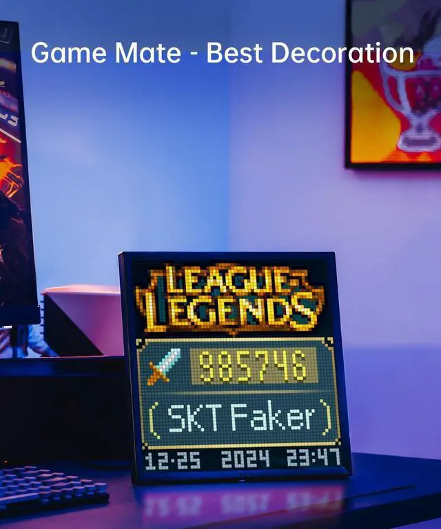 Alt view image 2 of 7 - Pixoo-64 - WiFi Pixel Cloud Digital Picture Frame with APP Control,64 X 64 LED Panel Display Frame for Gaming Room DecoratioSocial Media Fans Counter