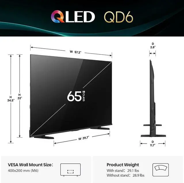 Alt view image 3 of 7 - 65" Class QD6 Series (65QD6QF, 2025 Model) QLED 4K UHD Smart Fire TV, Voice Remote with Alexa, Dolby Vision, Dolby Atmos, Motion Rate 120, HDR 10+, Game Mode Plus, MEMC, VRR, ALLM
