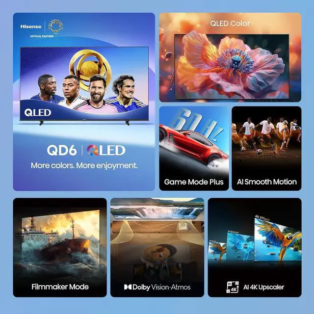Alt view image 4 of 7 - 65" Class QD6 Series (65QD6QF, 2025 Model) QLED 4K UHD Smart Fire TV, Voice Remote with Alexa, Dolby Vision, Dolby Atmos, Motion Rate 120, HDR 10+, Game Mode Plus, MEMC, VRR, ALLM