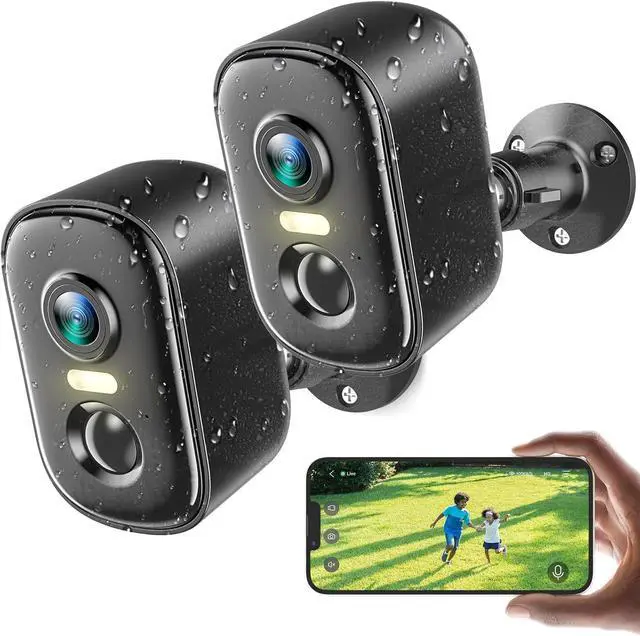 Main image of 2K Security Cameras Wireless Outdoor, 2 Pack Battery Powered WiFi Cameras for Home Security with AI Motion Detection, Spotlight Color Night Vision, 2-Way Talk, Siren Alarm, IP65, Cloud/SD Storage