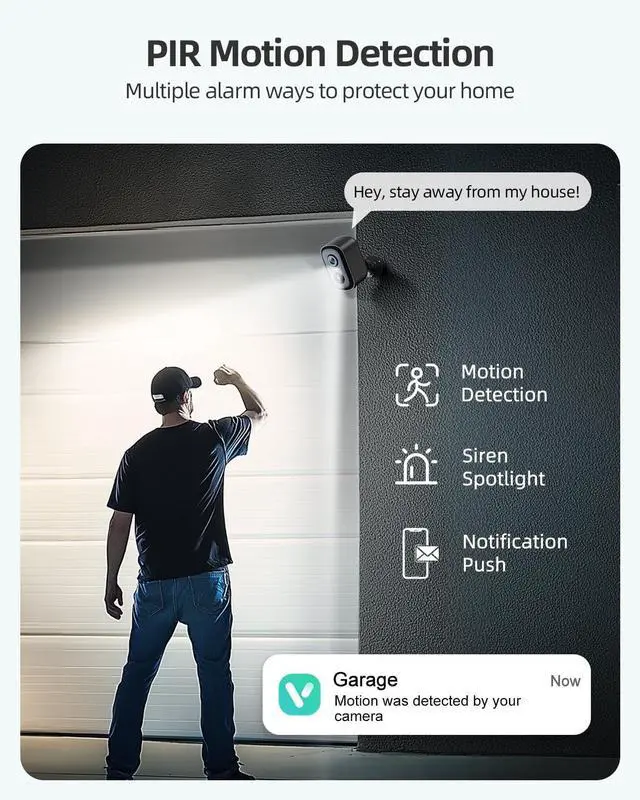 Alt view image 4 of 7 - 2K Security Cameras Wireless Outdoor, 2 Pack Battery Powered WiFi Cameras for Home Security with AI Motion Detection, Spotlight Color Night Vision, 2-Way Talk, Siren Alarm, IP65, Cloud/SD Storage