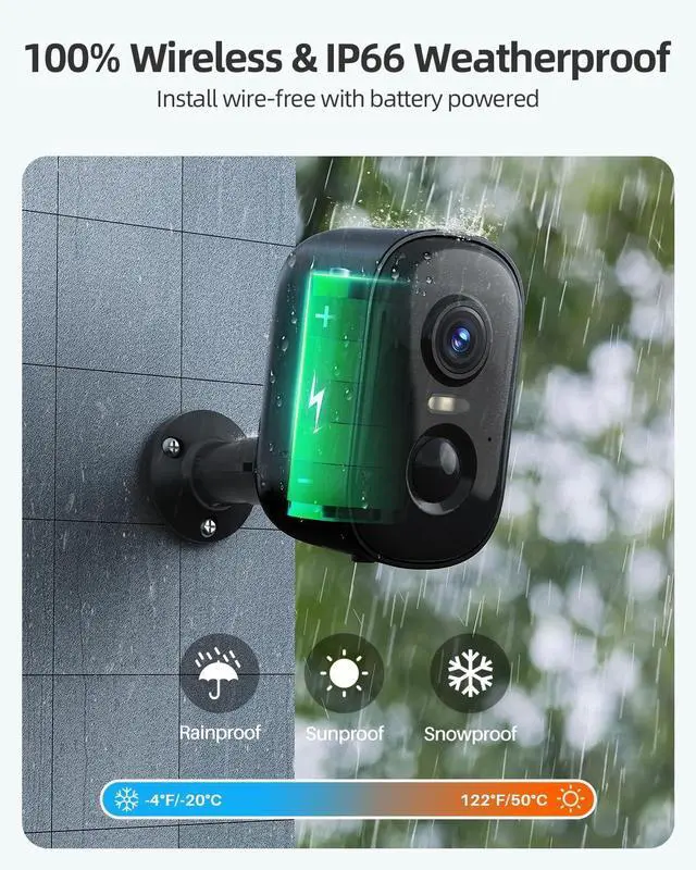 Alt view image 5 of 7 - 2K Security Cameras Wireless Outdoor, 2 Pack Battery Powered WiFi Cameras for Home Security with AI Motion Detection, Spotlight Color Night Vision, 2-Way Talk, Siren Alarm, IP65, Cloud/SD Storage