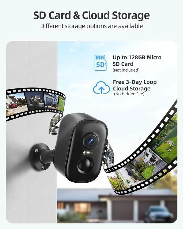 Alt view image 7 of 7 - 2K Security Cameras Wireless Outdoor, 2 Pack Battery Powered WiFi Cameras for Home Security with AI Motion Detection, Spotlight Color Night Vision, 2-Way Talk, Siren Alarm, IP65, Cloud/SD Storage