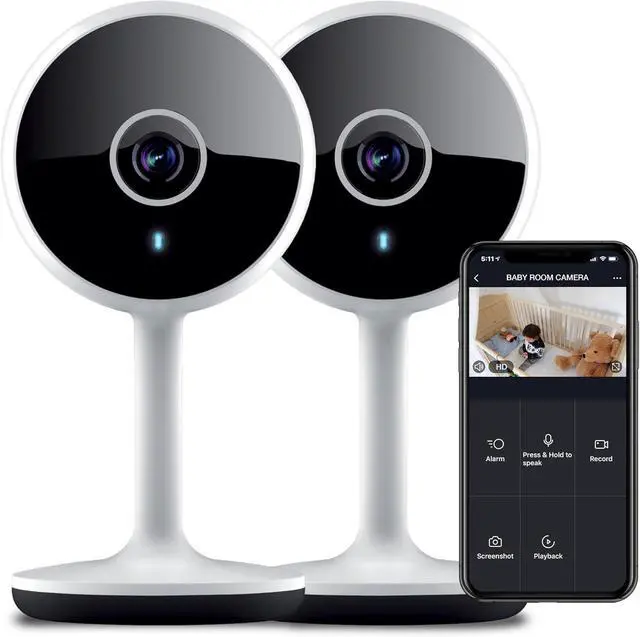 Main image of Geeni Vivid 2 Pack Indoor Smart Security Cameras, 1080p HD Wi Fi Surveillance, Motion Detection, Night Vision, Two Way Audio, Works with Alexa & Google, Cloud & Local Storage
