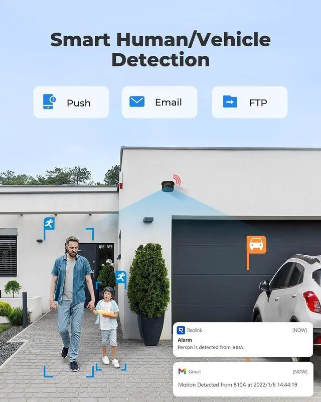 Alt view image 3 of 7 - REOLINK 4K/8MP Security Bullet PoE IP Camera,Surveillance Outdoor Indoor,Human/Vehicle/Pet Detection,100ft IR Night Vision,Work with Smart Home,Up to 256GB microSD Card,RLC-810A(Pack of 2)