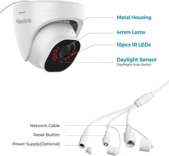 Alt view image 7 of 7 - REOLINK Security Camera Outdoor, IP PoE Dome Surveillance Camera, Smart Human/Vehicle Detection, Work with Smart Home, 100ft 5MP HD IR Night Vision, Up to 256GB microSD Card, RLC-520A