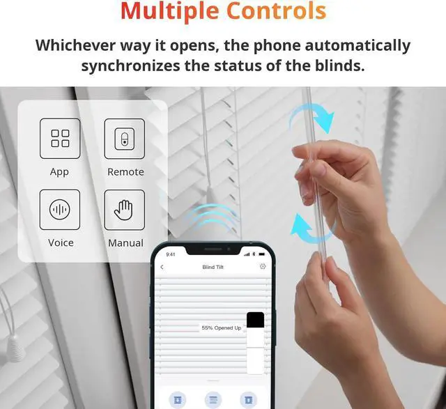 Alt view image 7 of 7 - Smart Electric Motorized Blinds Kit - 3Pack with 2.4G WiFi Remote Control, Solar Powered, Compatible with Alexa, Google Home and Siri, Light Sensing Control, Unlimited Group Control
