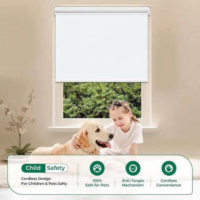 Alt view image 5 of 7 - Motorized Roller Blinds with Remote Control for Windows, Blackout Smart Roller Shade, Battery Powered Electric Smart Blind (White,H72 x W27)