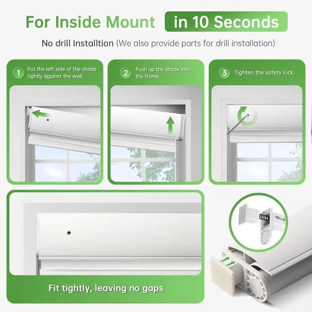 Alt view image 2 of 6 - Motorized Blinds with Remote, No Drill Cordless Roller Shades, 100% Blackout Smart Blinds, Compatible with Alexa, Google, Automatic Blinds for Windows, 34" Wx72 H