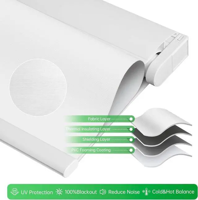 Alt view image 4 of 6 - Motorized Blinds with Remote, No Drill Cordless Roller Shades, 100% Blackout Smart Blinds, Compatible with Alexa, Google, Automatic Blinds for Windows, 34" Wx72 H