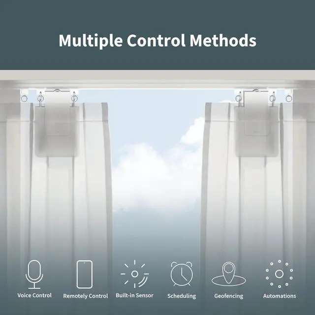 Alt view image 2 of 7 - Smart Curtain Motor E1 Plus Smart Hub E1 (2.4 GHz Wi-Fi Required), Electric Curtain Driver for Home Automation, Support HomeKit, Alexa, Google Assistant and IFTTT (Track Version)