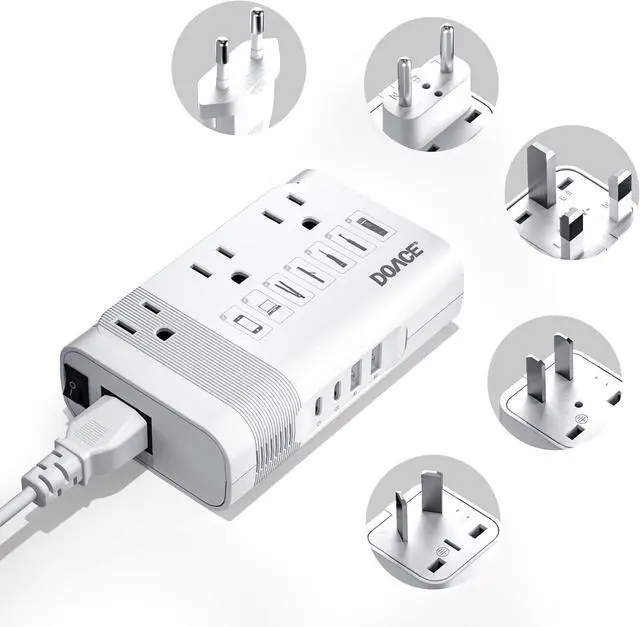 Main image of 220v to 110v Voltage Converter US to Europe: 350W 220 to 110 Voltage Converter for European Travel - International Power Adapter Plug Combo Step Down Transformer White