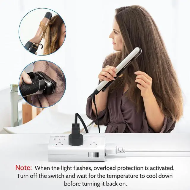 Alt view image 4 of 7 - 220v to 110v Voltage Converter US to Europe: 350W 220 to 110 Voltage Converter for European Travel - International Power Adapter Plug Combo Step Down Transformer White