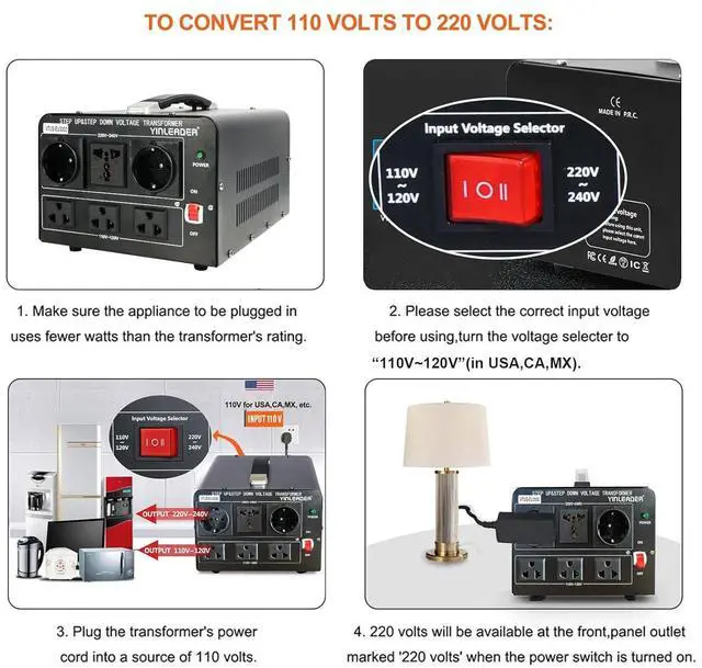 Alt view image 5 of 7 - 3000W Voltage Converter Transformer(110V to 220V,220V to 110V) Step Up/Down Converter 110/120 Volt - 220/240 Volt w/US Standard Power Cord,Circuit Breaker Protection (VTUS-EU3000)