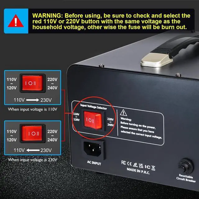 Alt view image 6 of 7 - 3000W Voltage Converter Transformer(110V to 220V,220V to 110V) Step Up/Down Converter 110/120 Volt - 220/240 Volt w/US Standard Power Cord,Circuit Breaker Protection (VTUS-EU3000)