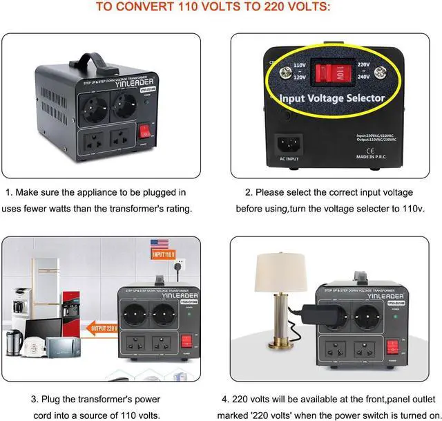 Alt view image 5 of 6 - 1000W 110V to 220V EU Voltage Converter Transformer Step Up/Down Converter 110/120 Volt - 220/230/240 Volt w/US Power Cord(NO 220V Power Cord)