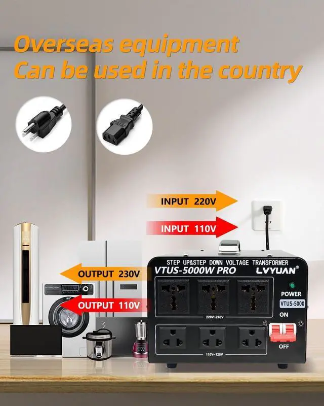 Alt view image 4 of 7 - 5000 Watt Voltage Converter Transformer Heavy Duty Step Up Step Down AC 110V/120V/220V/240V Converter with Hard-Wiring