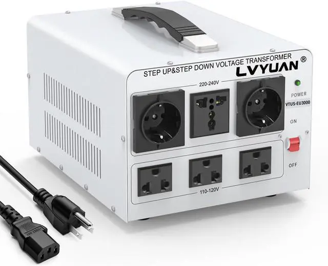 Main image of 3000W Voltage Transformer Power Converter Step Up 110V to 220V, Step Down 220V to 110V, 110/120 Volt - 220/240 Volt