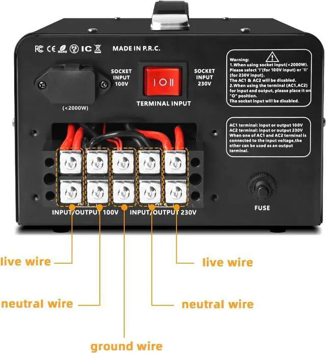 Alt view image 7 of 7 - 5000 Watt Voltage Converter Transformer Heavy Duty Step Up Step Down AC 110V/120V/220V/240V Converter with Hard-Wiring