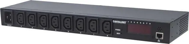 Main image of 19 inch Intelligent 8-Port PDU  Power Distribution Unit, Rackmountable, Monitors Power Temperature Humidity, Digital Display  3 Yr Mfg Warranty  163682