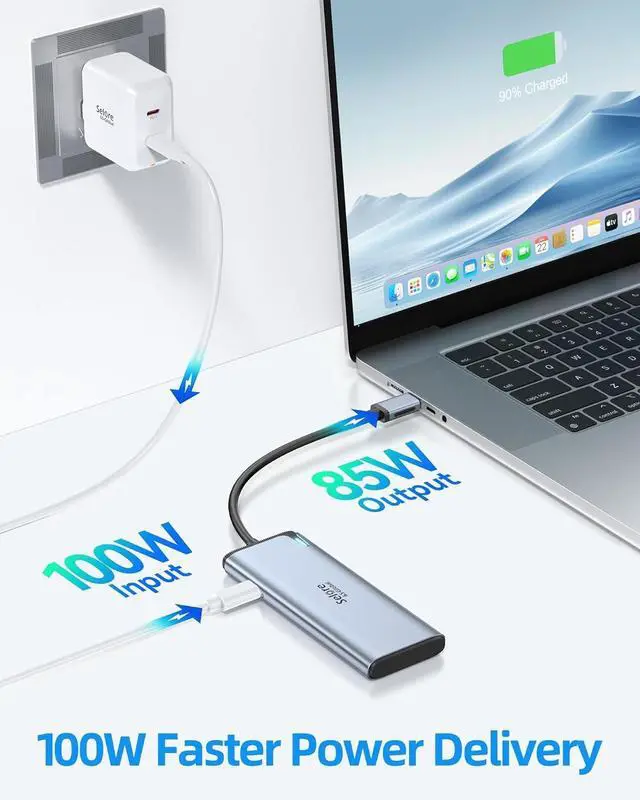 Alt view image 6 of 7 - USB C Splitter with 4K/60Hz Video Output,USB C Hub Dual Monitor with DP Alt Mode,10Gbps Data Transfer,100W PD,Docking Station Dual Monitor for Windows Laptop,Portable Monitors