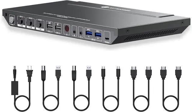Main image of AV Access KVM Switch Dock for a Laptop and 2 Desktop PCs, Dual 4K Monitor USB C Docking Station, Type-C 65W Charging for Laptop, Ethernet, EDID, Hotkey Switch, HDMI, 4K@60Hz, 1080P@240Hz, USB 3.0