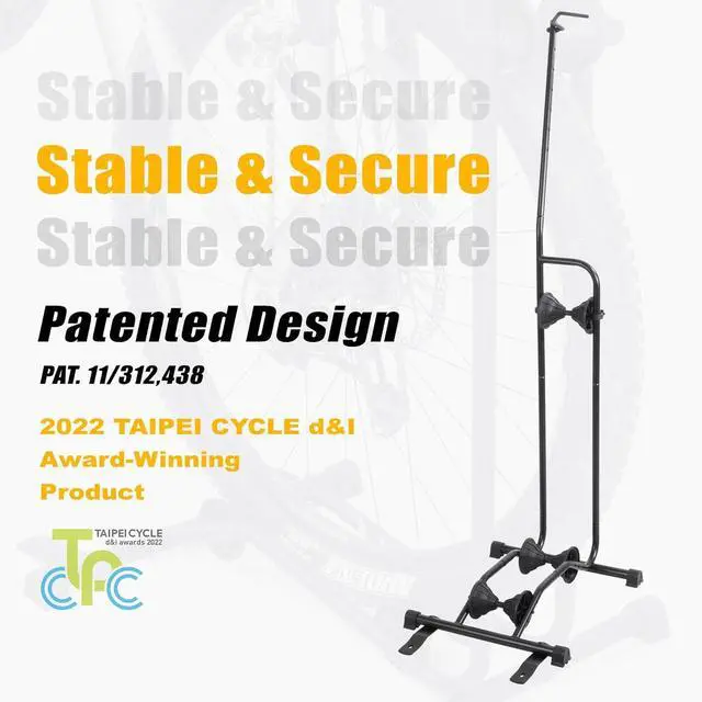 Alt view image 3 of 7 - Upright Bike Stand - Premium Quality Vertical & Horizontal Adjustable Bicycle Floor Parking Rack - for Storing MTB Road Bikes - up to 29 Wheel Size - for Fat Bike - 1 Bike