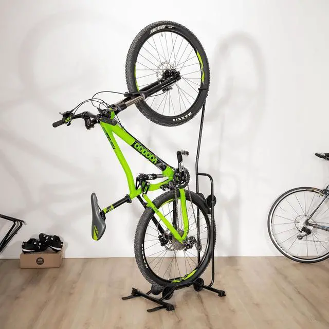 Alt view image 7 of 7 - Upright Bike Stand - Premium Quality Vertical & Horizontal Adjustable Bicycle Floor Parking Rack - for Storing MTB Road Bikes - up to 29 Wheel Size - for Fat Bike - 1 Bike