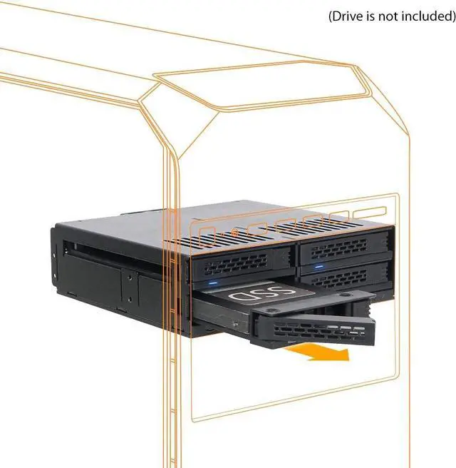 Alt view image 2 of 7 - 4 Bay 2.5" SAS/SATA HDD & SSD Hot Swap Cage for External 5.25" Bay | ExpressCage MB324SP-B