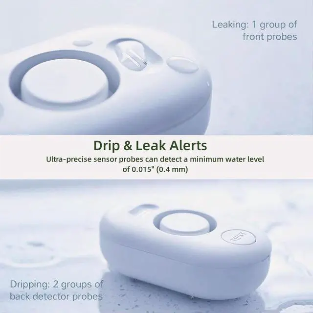 Alt view image 2 of 6 - 5 k Water Leak Detectors for Home, 100dB Water Sensor Alarm for Basement, WD60 Flood Leakage Detection Devices for Pipe/Drain/Sink/Faucet Drip,Floor Flooding in Bathroom/Kitchen/Toilet/Laundry Room