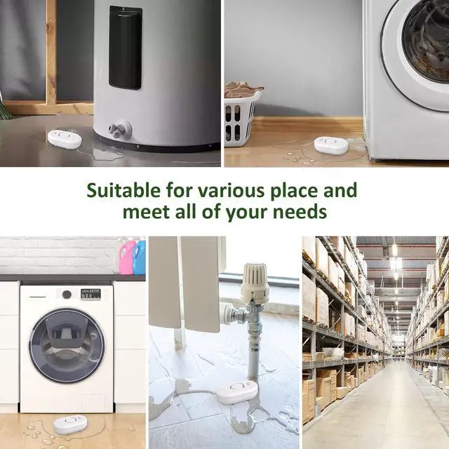 Alt view image 3 of 6 - 5 k Water Leak Detectors for Home, 100dB Water Sensor Alarm for Basement, WD60 Flood Leakage Detection Devices for Pipe/Drain/Sink/Faucet Drip,Floor Flooding in Bathroom/Kitchen/Toilet/Laundry Room