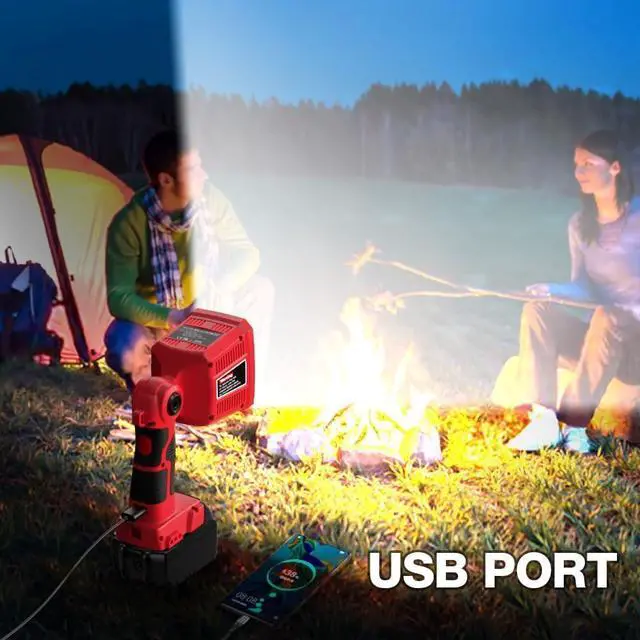 Alt view image 6 of 6 - 18W Flashlight for Milwaukee M18 18V Lithium-ion Battery, 1250LM Flashlight Floodlight with USB Port, Jobsite Light Tool with 110 Degree Pivoting Head LED Work Light for Outdoor Camping