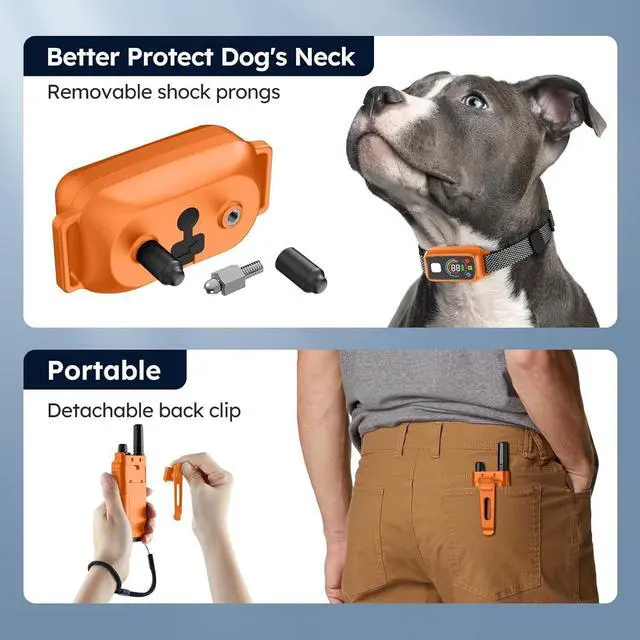 Alt view image 5 of 6 - Dog Shock Collar 2 Dogs,4000FT with Flash Light for Night Walks, Dog Training Collar with Remote Control, E Collar with Adjustable Pitch Beep,Vibration and Shock,Rechargeable Waterproof Shock Collar