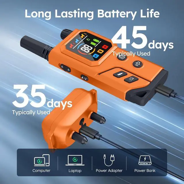 Alt view image 6 of 6 - Dog Shock Collar 2 Dogs,4000FT with Flash Light for Night Walks, Dog Training Collar with Remote Control, E Collar with Adjustable Pitch Beep,Vibration and Shock,Rechargeable Waterproof Shock Collar