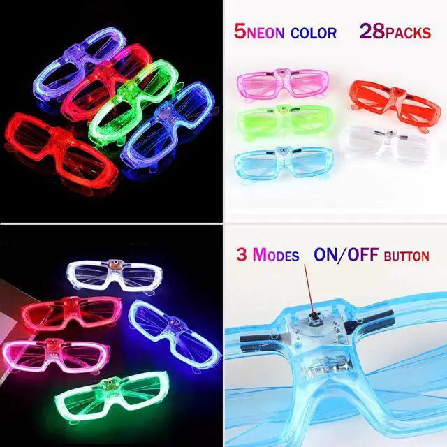 Alt view image 7 of 7 - 70 ks LED Glasses 5 neon color 3 Light Modes Glow Sticks Light Up Glasses,Glow In The Dark Py Supplies Favors for Kids Adults Flashing toy fit Valentine's Day Easter Christmas Halloween Birthday