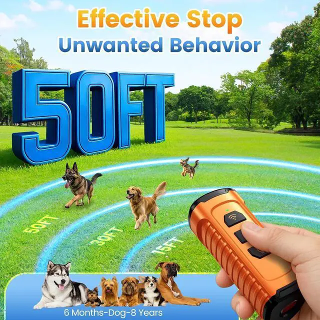 Alt view image 6 of 7 - Dog Bark Deterrent Device 3X Anti Barking Device for Dogs, 5 Modes Stop Neighbors Dog Barks No More Safe for All Dogs 50FT Bark Control Indoor Outdoor with Flashlight,Rechargeable Training Device