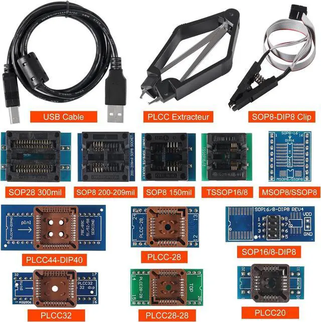 Alt view image 2 of 7 - T48 (TL866-3G) Programmer Support 34000+ ICS for SPI/Nor/NAND Flash/EMMC BGA/TSOP/SOP/PLCC (T48 Host+13 Adapter) by DT
