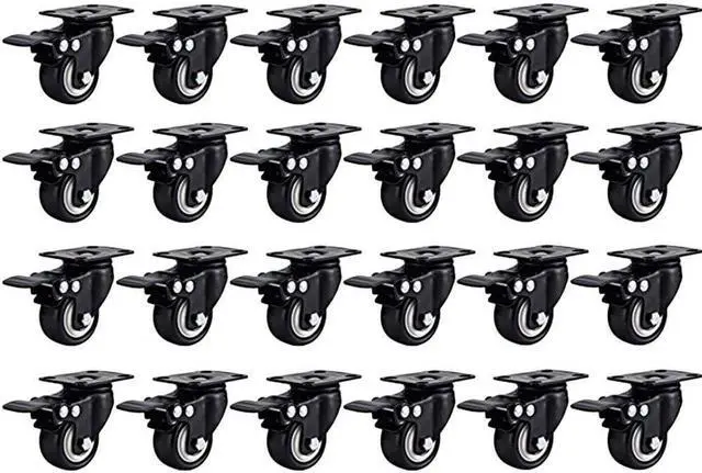 Main image of 24 k Swivel 2" Caster Wheels Rubber Base with Top Plate & Bearing Heavy Duty with Total Lock Brake (24 k with Brake)