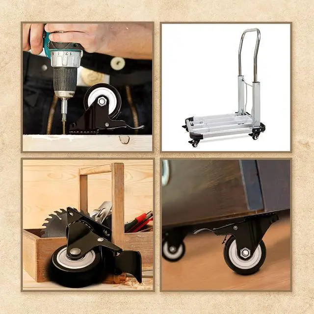 Alt view image 4 of 7 - 24 k Swivel 2" Caster Wheels Rubber Base with Top Plate & Bearing Heavy Duty with Total Lock Brake (24 k with Brake)