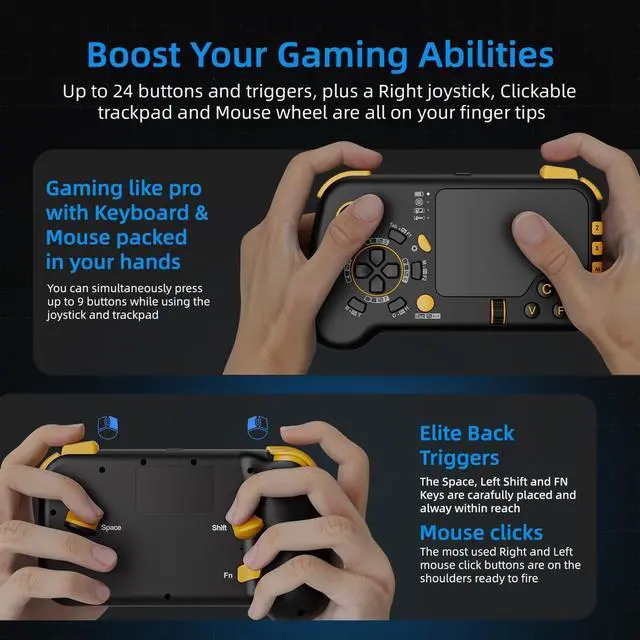Alt view image 6 of 7 - GTP01 2.4G Wireless Gaming Touchpad with Gyro, Keyboard and Mouse with Trackpad Function Game Controller Gamepad Shape for Xbox Series X|S, Xbox One, PS5, PS4, Steam, PC Windows 11 10 - Black2