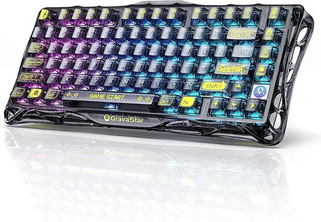 Main image of Mercury K1 Lite 75% Gaming Keyboard, 2.4GHz/BT/Wired Tri-Mode Wireless Gasket Hot Swappable Mechanical Pre-lubed Linear Switches, RGB Backlit (Transparent Black)