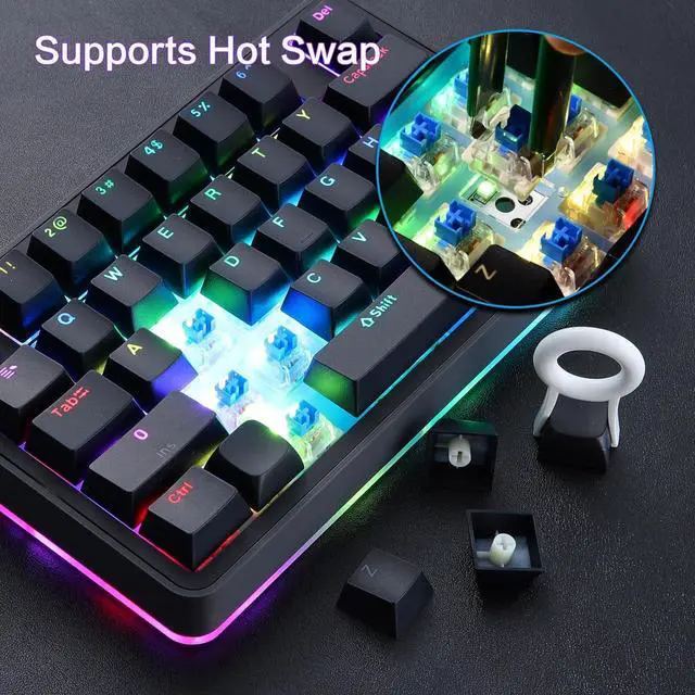 Alt view image 5 of 7 - Koolertron Single-Handed Macro Mechanical Keyboard, RGB LED Backlit Portable Mini One-Handed Mechanical Gaming Keypad 39 Fully Programmable Keys (39 Keyboard Black)
