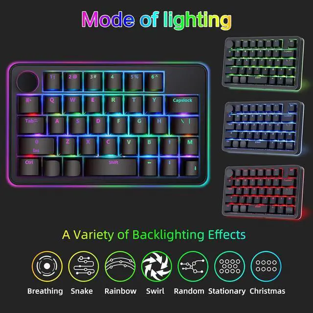 Alt view image 6 of 7 - Koolertron Single-Handed Macro Mechanical Keyboard, RGB LED Backlit Portable Mini One-Handed Mechanical Gaming Keypad 39 Fully Programmable Keys (39 Keyboard Black)