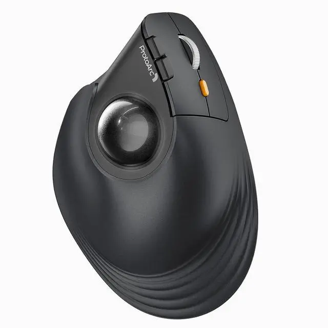 Main image of Vertical Wireless Trackball Mouse, EM05 NL Bluetooth Ergonomic Rollerball Mouse Rechargeable Computer Laptop Thumb Mice, 3 Device Connection, Compatible with iPad, Mac, Windows, PC-Gray