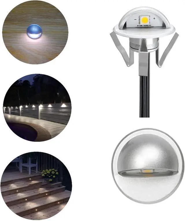 Alt view image 2 of 7 - k of 10 Low Voltage LED Deck Light Kit 1.38 Waterproof Outdoor Step Stairs Garden Yard Patio Landscape Decor Lighting Cold White Lamp