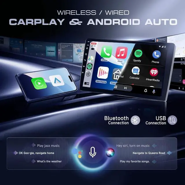 Alt view image 2 of 7 - 4G+64G Car Radio Stereo for Honda Accord 2003-2007, Wireless CarPlay Android Auto 10.1 Inch IPS Touch Screen Android 13 GPS Head Unit WiFi Bluetooth DSP Audio USB Dual Mic HD Rear Camera