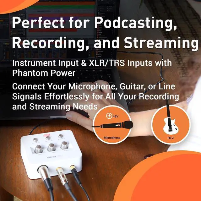 Alt view image 4 of 7 - Neva UNO | Professional 24-bit/192kHz 2x2 USB Audio Interface for PC and Mac with XLR, Line, and DI Inputs, Podcasting, and Streaming, Perfect for Guitarists, Music Production Software Included