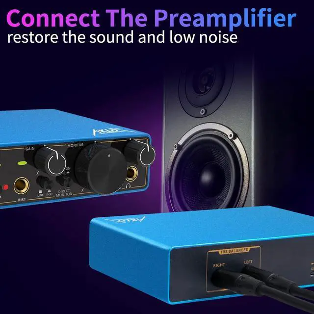 Alt view image 4 of 7 - USB Audio Interface,  Xrl Audio Interfaces, for the Guitarist, Vocalist, Podcaster or Producer, 24-bit/192 kHz High-Fidelity, Studio Quality Recording, 2 In 2 Out Audio Interfaces for PC/Win/Mac