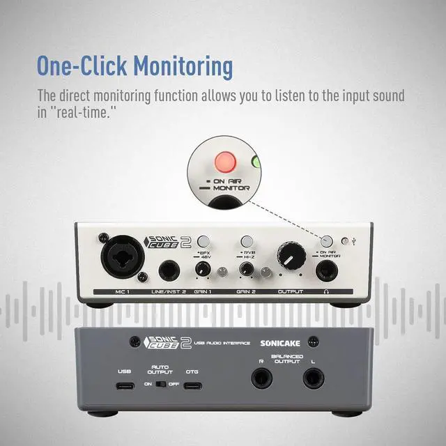 Alt view image 4 of 7 - Sonic Cube II - USB Audio Interface Mixer with Digital Modeling & DSP Effects for Recording, Streaming and Podcasting, 48V Phantom Power Dual-Channel Analog Preamp with XLR and Line Inputs